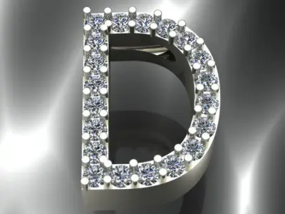 Letter D Diamond Necklace  3D print model
