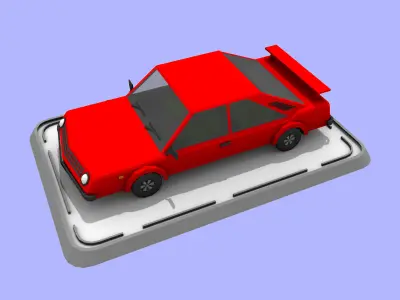 Cartoon Low Poly Sports Car Low-poly 3D model