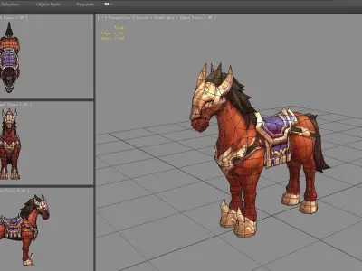 Cartoon horse mount Low-poly 3D model