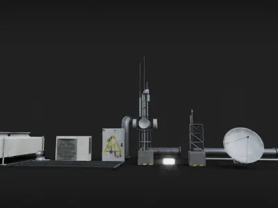 Roof and Wall props for Buildings Low-poly 3D model