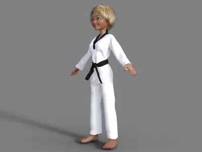 3D Cartoon Karate Girl 3D model