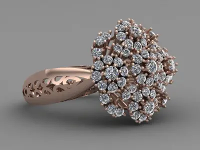 Rose Gold Women Diamond Ring 3D print model 3D print model