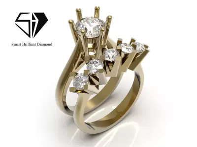 Luxury solitaire wedding printable ring model wr0136 3D print model