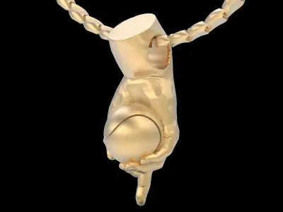 Hand and Tennis ball pendant gold printable jewelry 3D model 3D print model