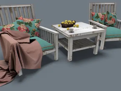 Furniture group Provence 3d model Low-poly 3D model