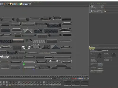 Chinese style eaves building roof style ancient 3D model