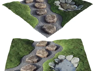 Japanese Zen Garden 07 - Lowpoly - HQ - PBR - 4K Low-poly 3D model