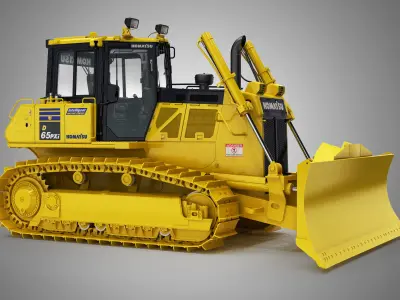 Komatsu D65PXi-18 Crawler Dozer Rigged 3D model