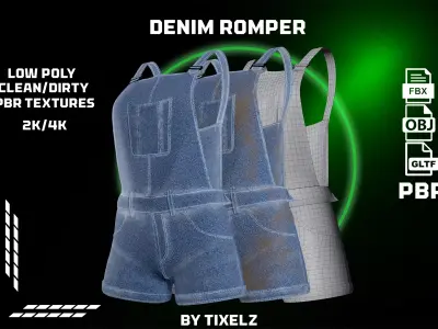 Denim Romper Low-poly 3D model