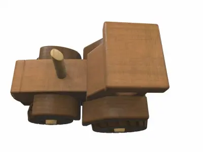 Wooden tractor toy 6 Free 3D model