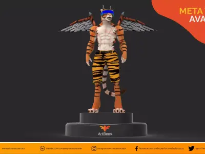 Meta Tiger Character Low-poly 3D model