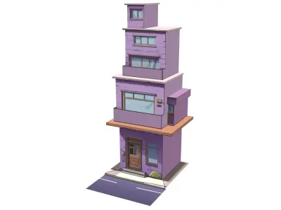 Tall Cartoon House Low-poly 3D model