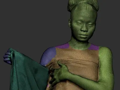 Beautiful african woman wrapped in white towel 244 Low-poly 3D model