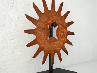 Cultivator Wheel on Iron Stand 3D model