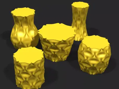 Cups and vases - crumpled surface 3D print model