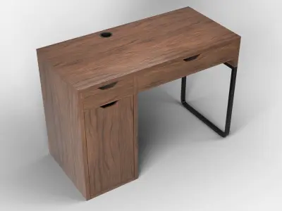 Study Desk 01 - Walnut Wood 3D model
