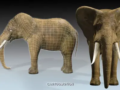 Elephant two elephants Low-poly 3D model