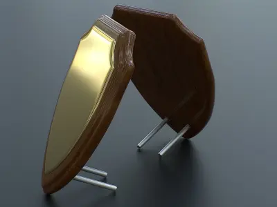 Polished Wood Plaque Shield Low-poly 3D model