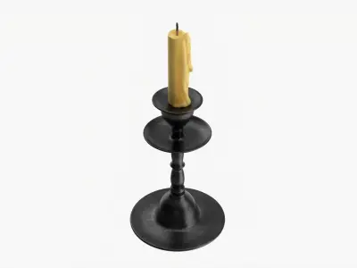 Old candlestick with candle 3D model purchase