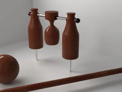 Woodball Equipment - Ball  Mallet and Gate 3D model