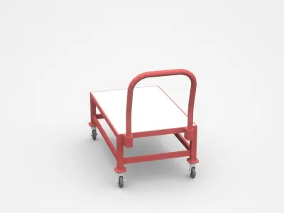 Red Empty High Container Cart 3D model
