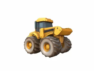 Construction Track Cartoon Bulldozer  High Render 3D model