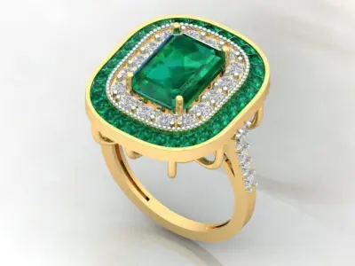Emerald Wedding  Ring For Women  3D print model