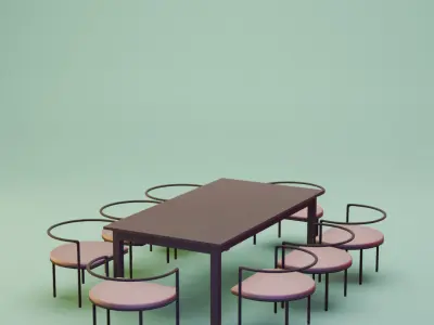 Luxury interior Table and Chair - Aries Free 3D model