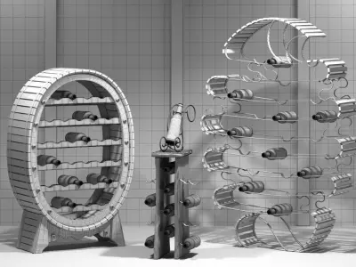 Wooden wine racks 3D model