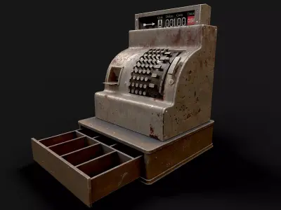 Antique Cash register Low-poly 3D model