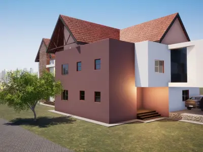 FIVE BEDROOM MANSION Low-poly 3D model