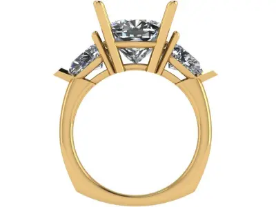 Thrinity ring center pear shape on each side with europian shank 3D print model