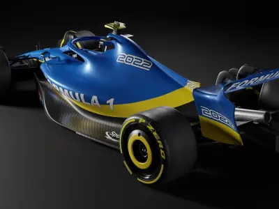 F1 2022 Ukrainian Livery Template Low-poly 3D model