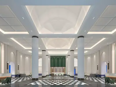 Hotel lobby Low-poly 3D model