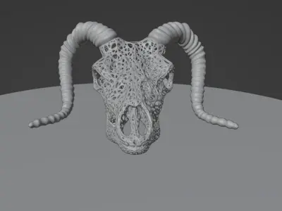 FILIGREE GOAT OR MOUNTAIN SHEEP SKULL WITH HORN 3D print model