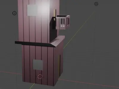 a low poly house wooden box with hole in middle Free 3D model