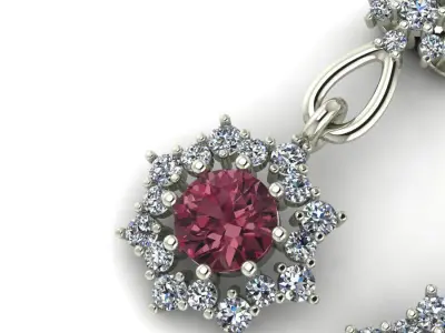 3d-model earrings pendant with ruby stone and diamonds 3D print model