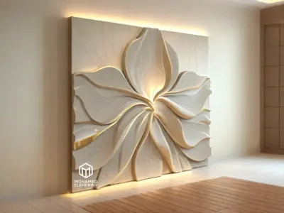 modern panel wall decor set wall relief mural CNC 96 3D model