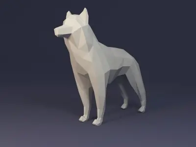Low Poly Dog Husky Low-poly 3D model
