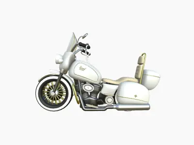 Motorcycle Cartoon B01 White Gold - Custom Vehicle Design Low-poly 3D model