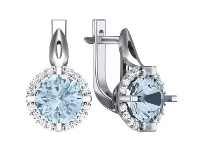 Earrings with a round stone in the center 3D print model