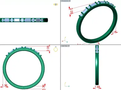minimalist rings banquette round  3D print model