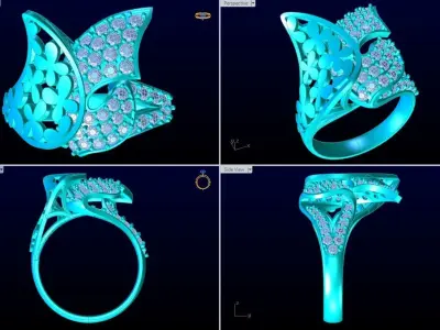  Mesh flower ring - Italian rings - Womens Rings - N6542 3D print model