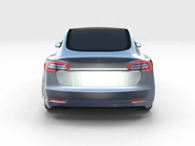 Tesla Model 3 with Chassis Silver 3D model