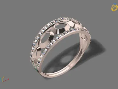 Womens Diamond Signet Ring Women Rings 3dmodels 3D print model 3D print model 34