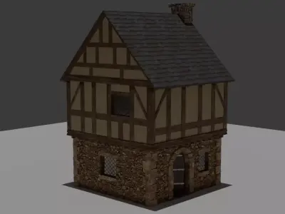 Medieval House 3D  High Quality Model with interior 3D model