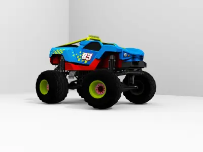 Offroad truck Extreme Monster Truck Low-poly 3D model