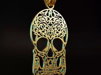 Skull Stylized Pendant Amulet Necklace Design 3D print model