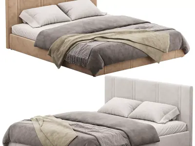  White eco leather bed 3D model