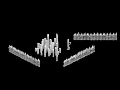 Game Wood Pile - Fence 03 3D model
